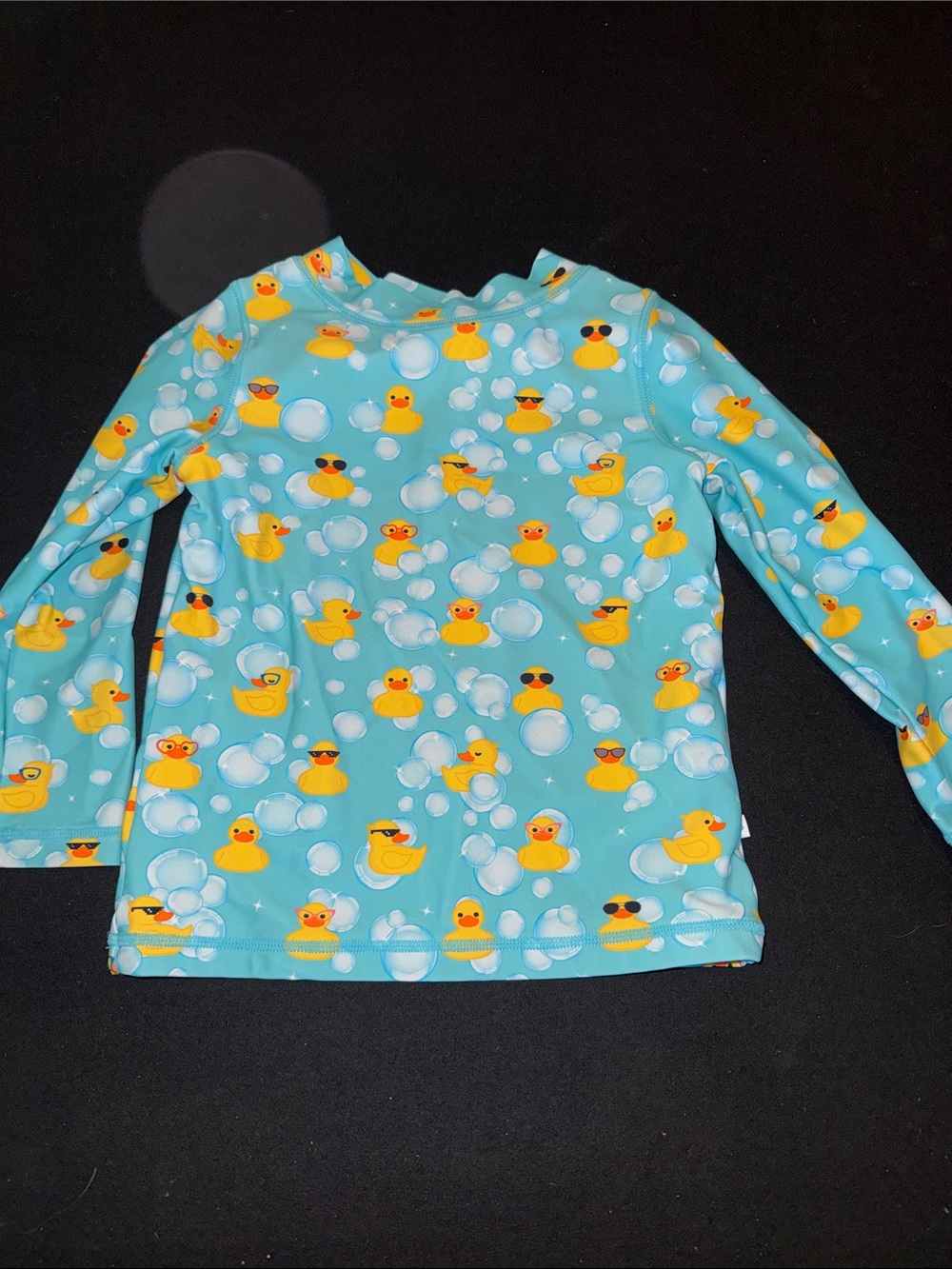 Posh Peanut Aqua and Yellow Ducklings Kids Long-Sleeve Rash Guard